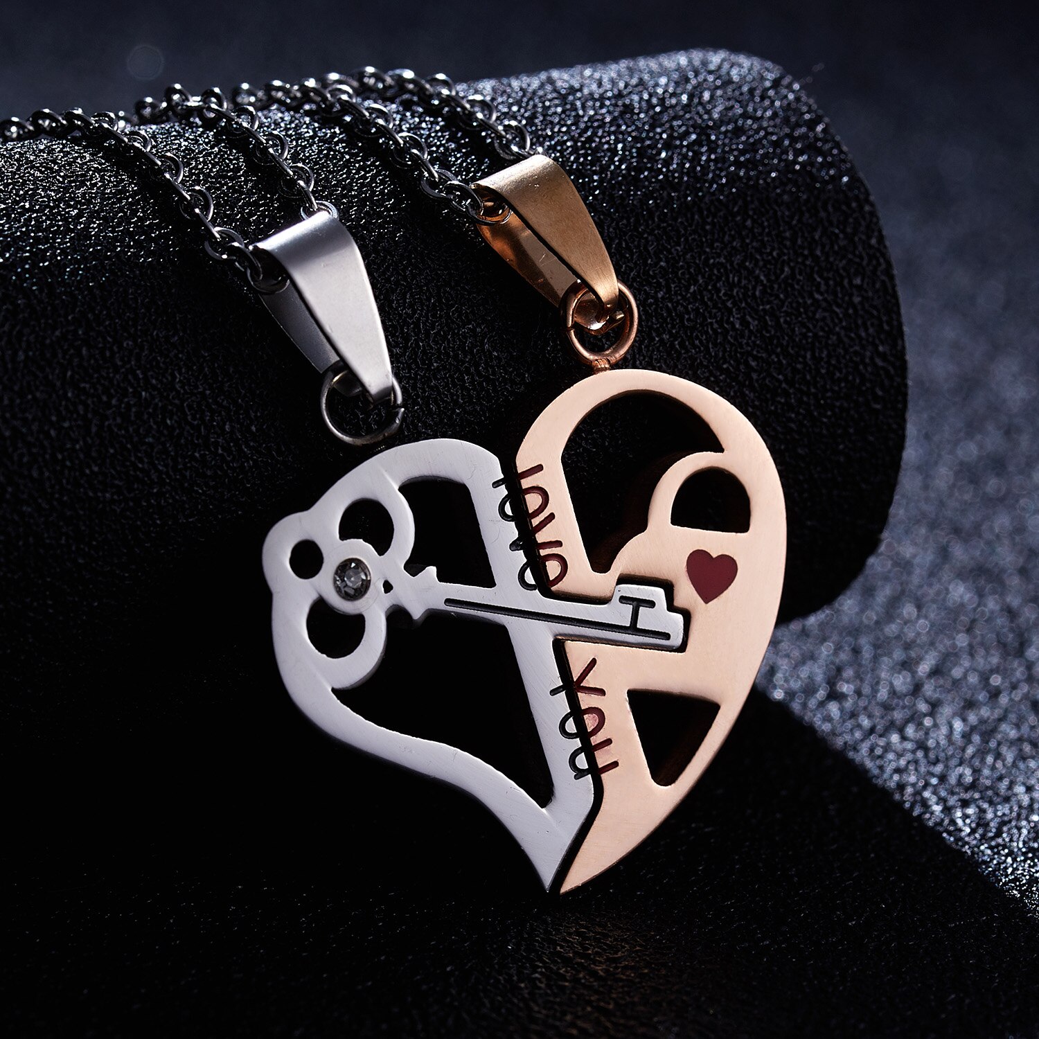 Collares con colgante de rompecabezas para parejas, joyería de la amistad, de acero inoxidable, a la , para hombres y mujeres, 1 par: 12