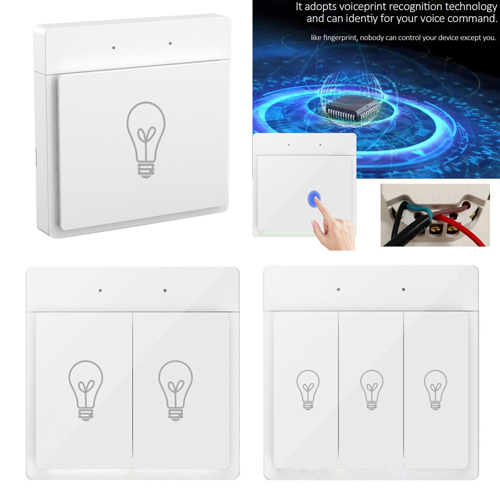 Smart Wall Light Switch Voice Control Home Bathroom Office Easy Installation