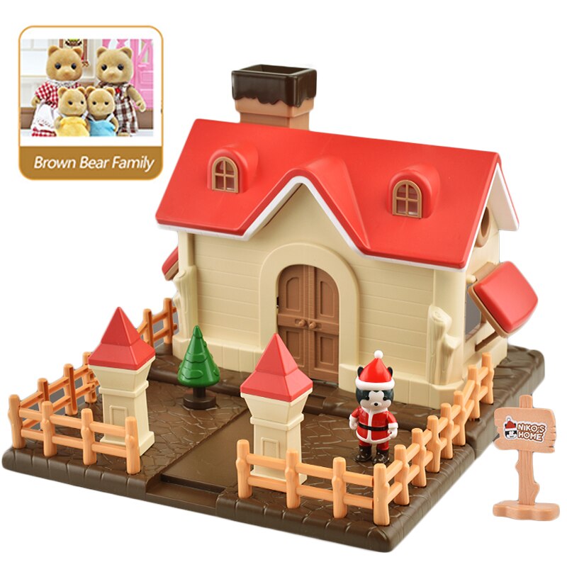 Forest Family House Simulation Snow 1:12 Dollhouse Christmas DIY House Villa Model Animals Birthday Toys for Girls: 1806-G07-K04