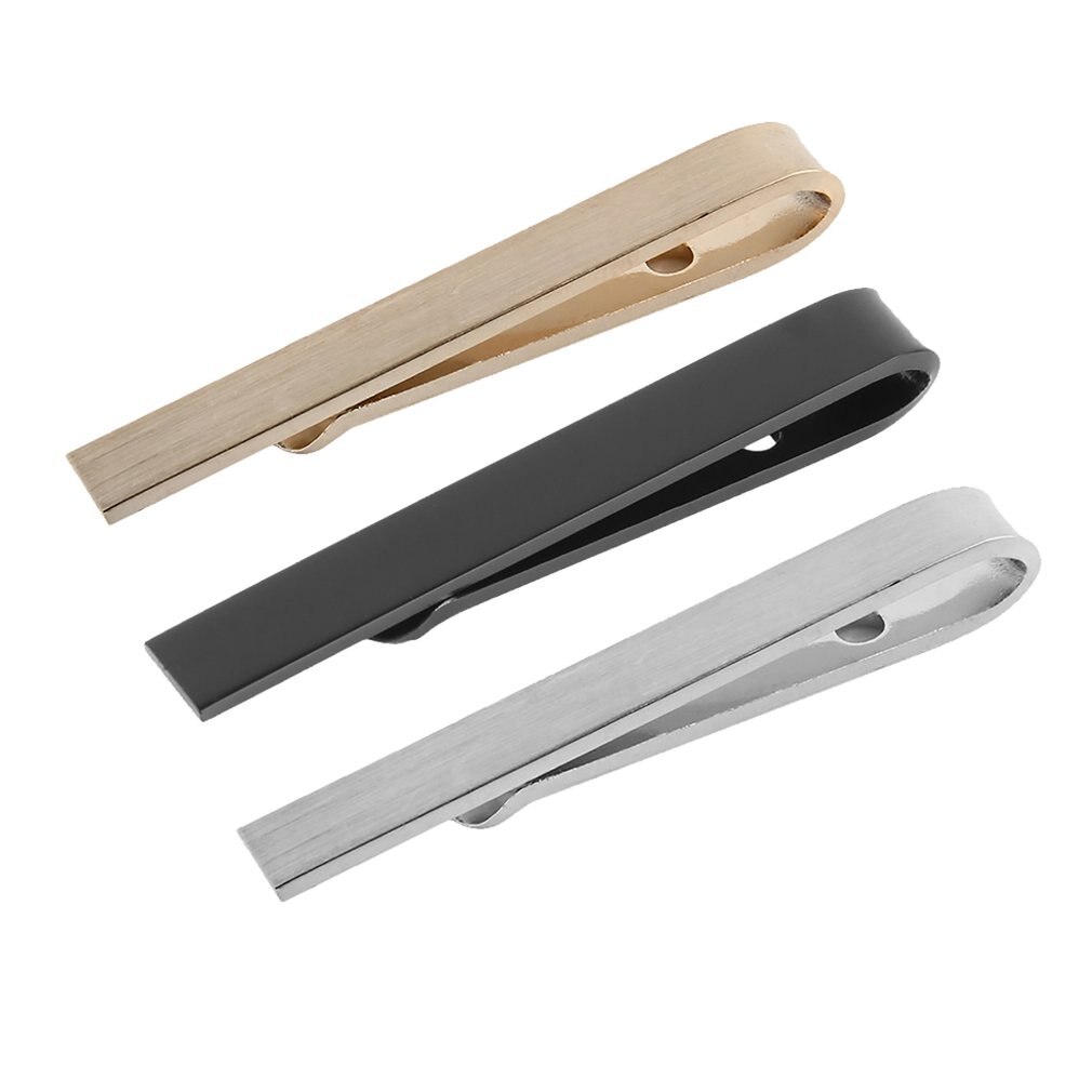 Skinny Pin Round Barbell Collar Tie Clip Closure Bar Tie Pin Silver