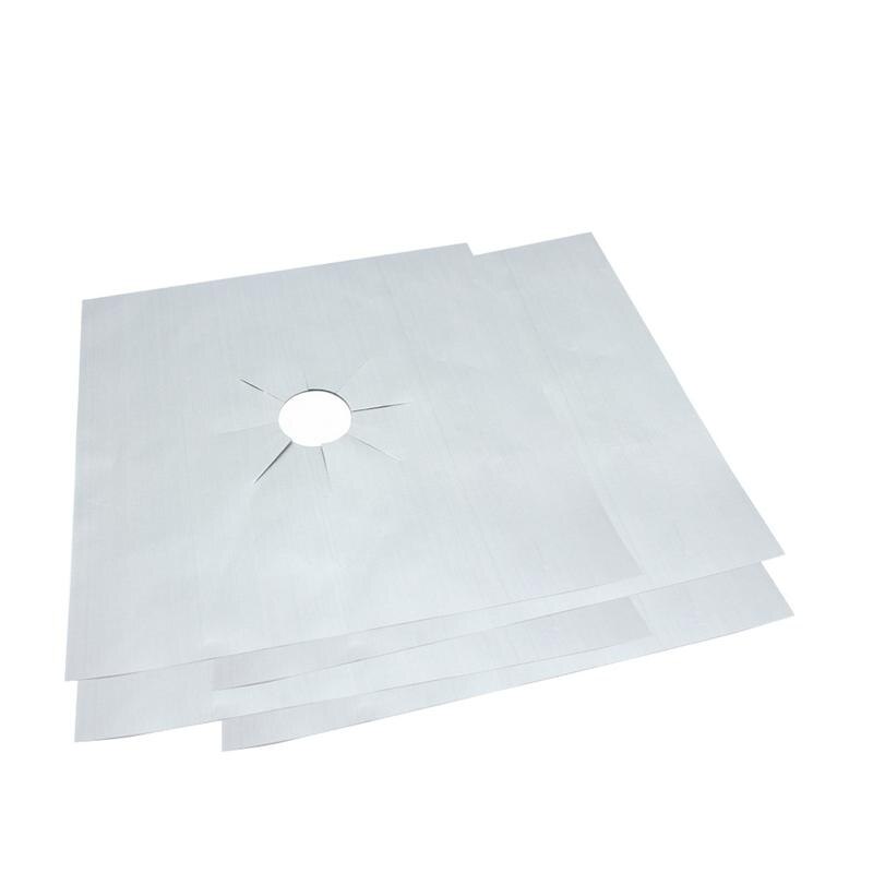 2PCS Kitchen Gas Hob Liners Gas Range Stove Top Burner Protector Microwave Cover 27 X 27cm Oven Liners Gas Hob Protector Sheets: silver 2pcs