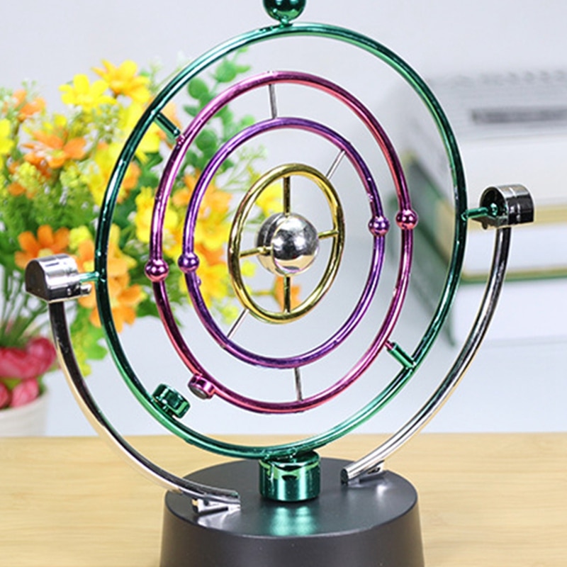 1Piece Solar System Model Desk Toys Newtons Cradle Perpetual Motion Spherical Pendulum Revolving Desk Orbital Toy