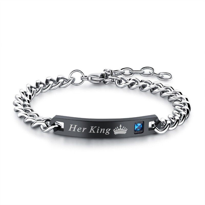 Modyle Unique for Lover &quot;His Queen&quot;&quot;Her King &quot; Stainless Steel Wedding Bracelets For Women Men: Men