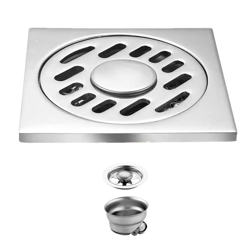 Drenaje de suelo de acero inoxidable 304 grueso, 6cm, baño, a prueba de olores e insectos, sello de agua profunda, drenaje de suelo de doble uso: b stainless steel B