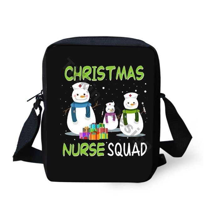 Kerst Verpleegkundige Crew Prints Patroon Schouder Tas Voor Meisjes Crossbody Telefoon Bag Coin Boodschappentassen Mochila: ALP2570E