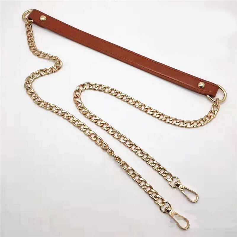120cm pu metal kæde til skuldertasker pung håndtaske spænde håndtag diy bælte til taske rem tilbehør hardware jern kæde: Brun