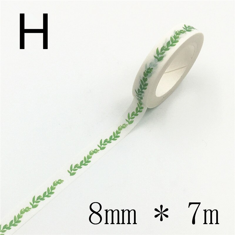 Autocollant amour et feuilles pour scrapbooking, étiquette scrapbooking, ruban de masquage décoratif, matériel en papier, Album Photo Escolar, Washi, Diy bricolage, 7m * 8mm: H