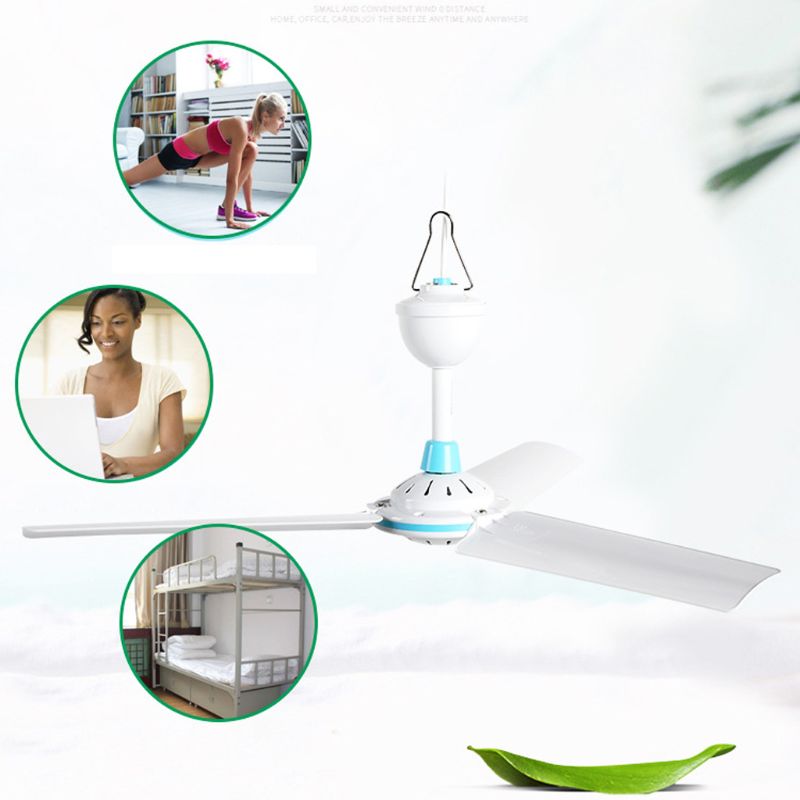 12V Ceiling Fan, Portable Hanging Camping Tent Fans for Outdoor Gazebo, DC Battery Powered Fan