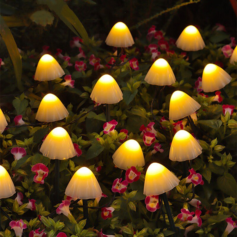 Mini lampes solaires en forme de champignon, 5m/6.5m, 20/30led, pour l&#39;extérieur, éclairage de paysage, pour cour, Patio, jardin, fête, décor