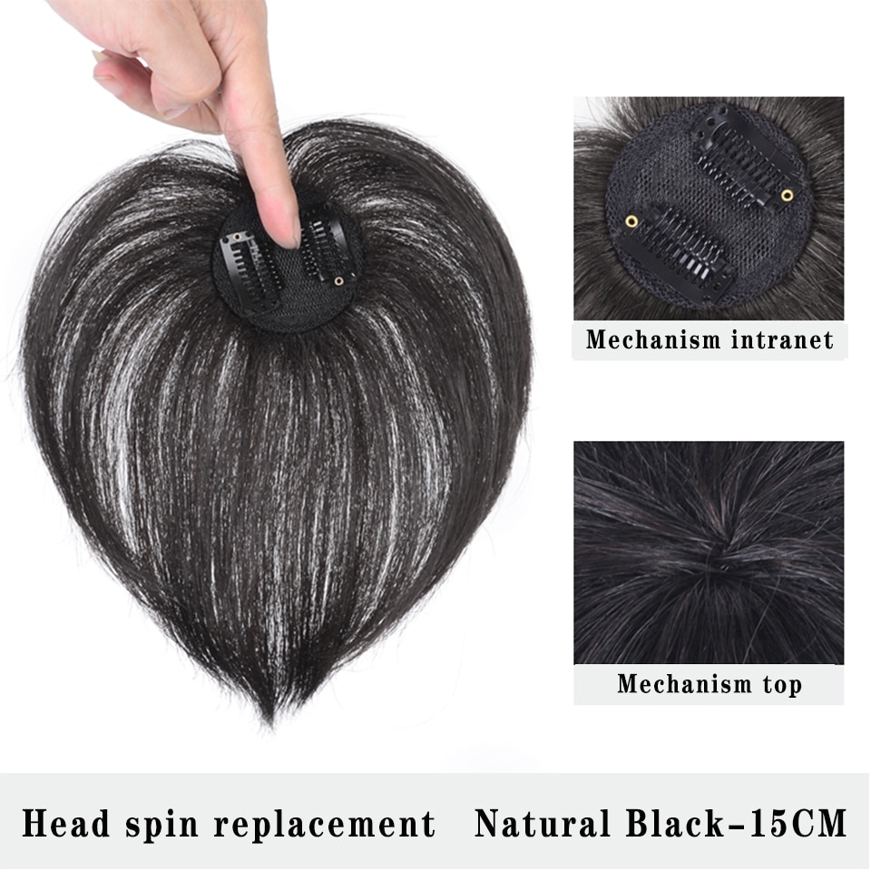 LUPU negro recto corto marrón Topper con flequillo postizo sintético de Clip en extensiones de cabello para las mujeres fibra resistente al calor