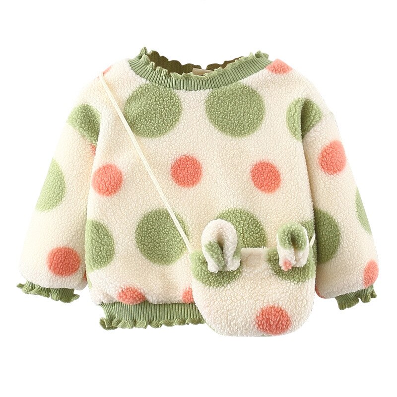 Veste d'hiver en velours pour enfant, pull à pois, jolie veste d'hiver en velours, garde au , hauts pour petite fille, à la et à volants