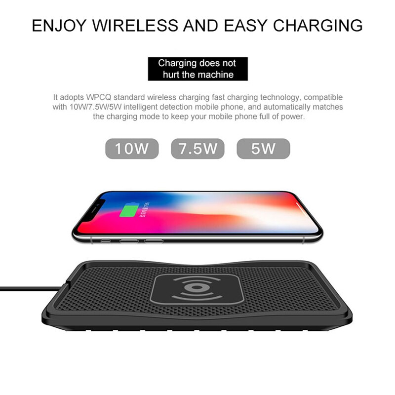 Qi Wireless Charger Pad Non Slip Silicone Mat 10W Wireless Fast Car Charging for Samsung iPhone Huawei Xiaomi Chargers Dock
