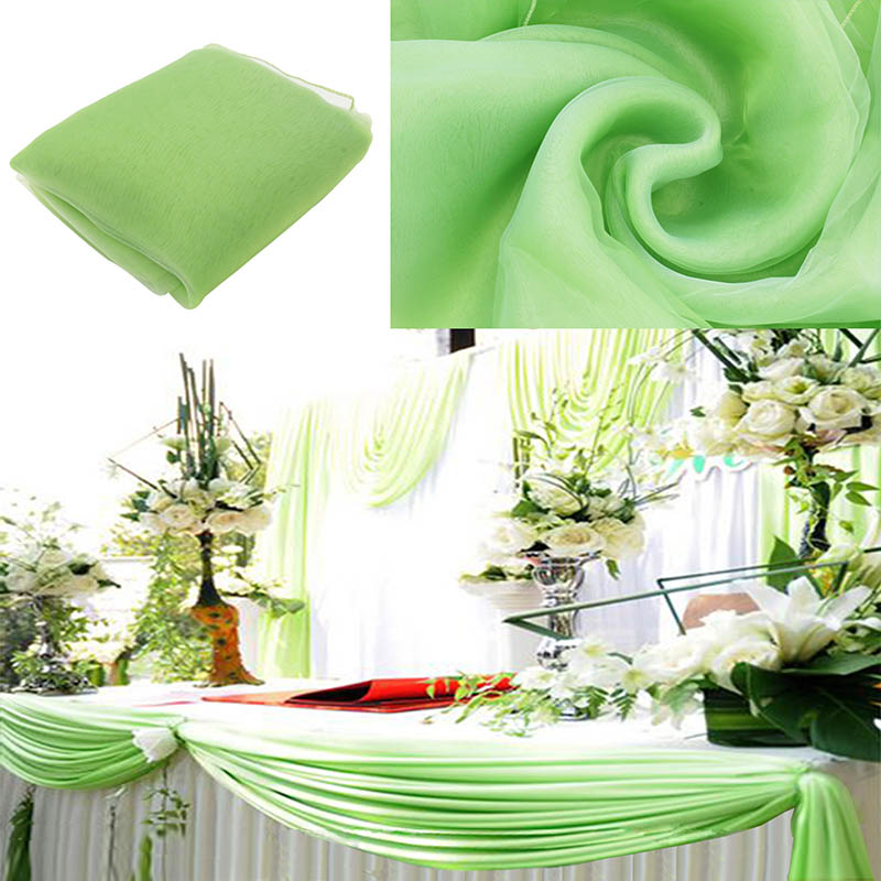 Tissu Organza avec ruban pur 10M x 1.35M | Couverture pour mariage, fournitures de décoration pour Banquet de mariage, célébrations d'hôtel: light green