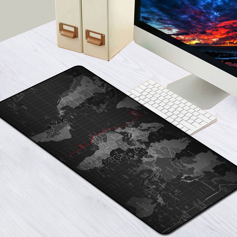 World Map Mouse Pad Rubber Mouse Mat Large Gaming Mousepad Gamer Speed XXL Anti-slip Locking Edge Desk Map Pad For PC Keyboard