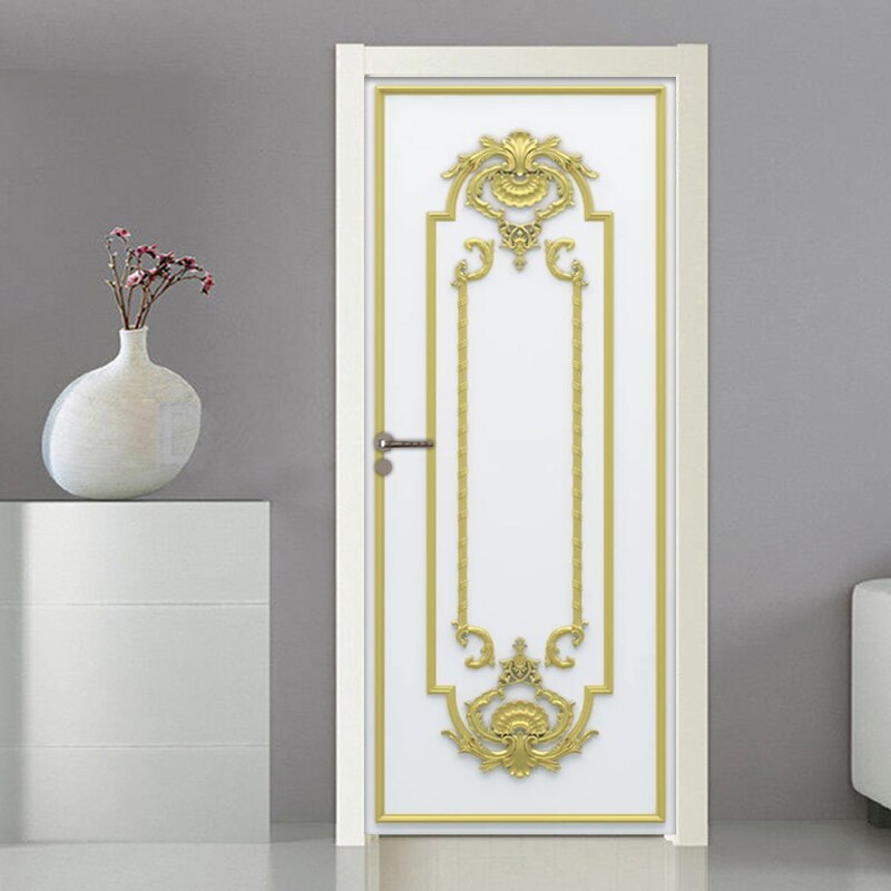 3D Diy samoprzylepne naklejki na drzwi w stylu europejskim prosta salon drzwi robić sypialni ścienne Dom dekoracja wodoodporny Pvc tapety