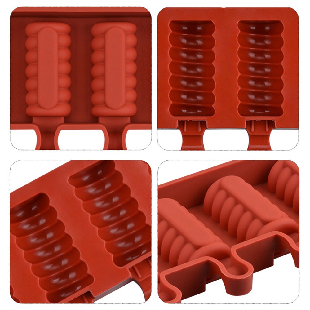 Molde de silicona para hacer helados de 3/4/8 cavidades, bandeja para hacer polos de Chocolate, cubo de hielo, palos de madera, herramientas caseras para postres
