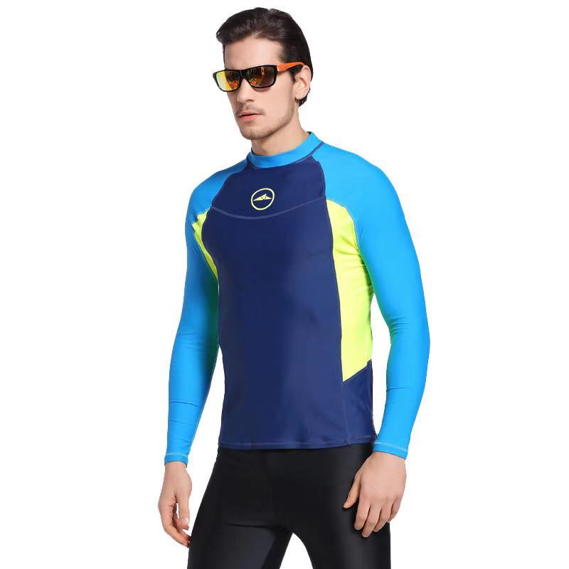 SBART Long Sleeve Men Rash Guards Swimwear Shirts Lycra Sun Protective Wetsuits Tops Diving Snorkle Swimming Surfing Rash Guards