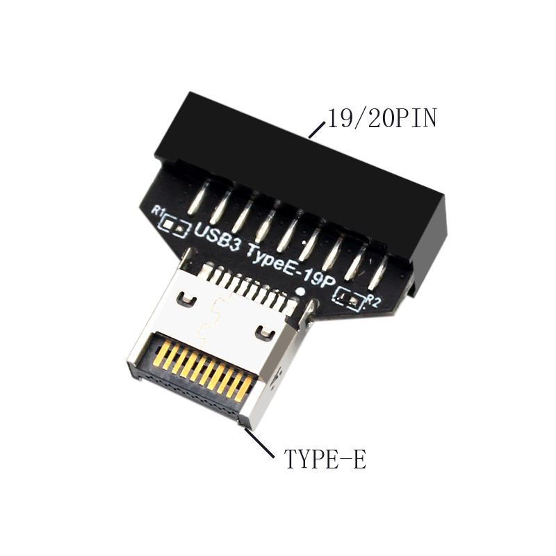 Type E to USB 19/20 PIN Converter Connect USB3 USB2 Type C Mainboard PC Case Front Panel to Type E Vertical Extend Adapter: Default Title