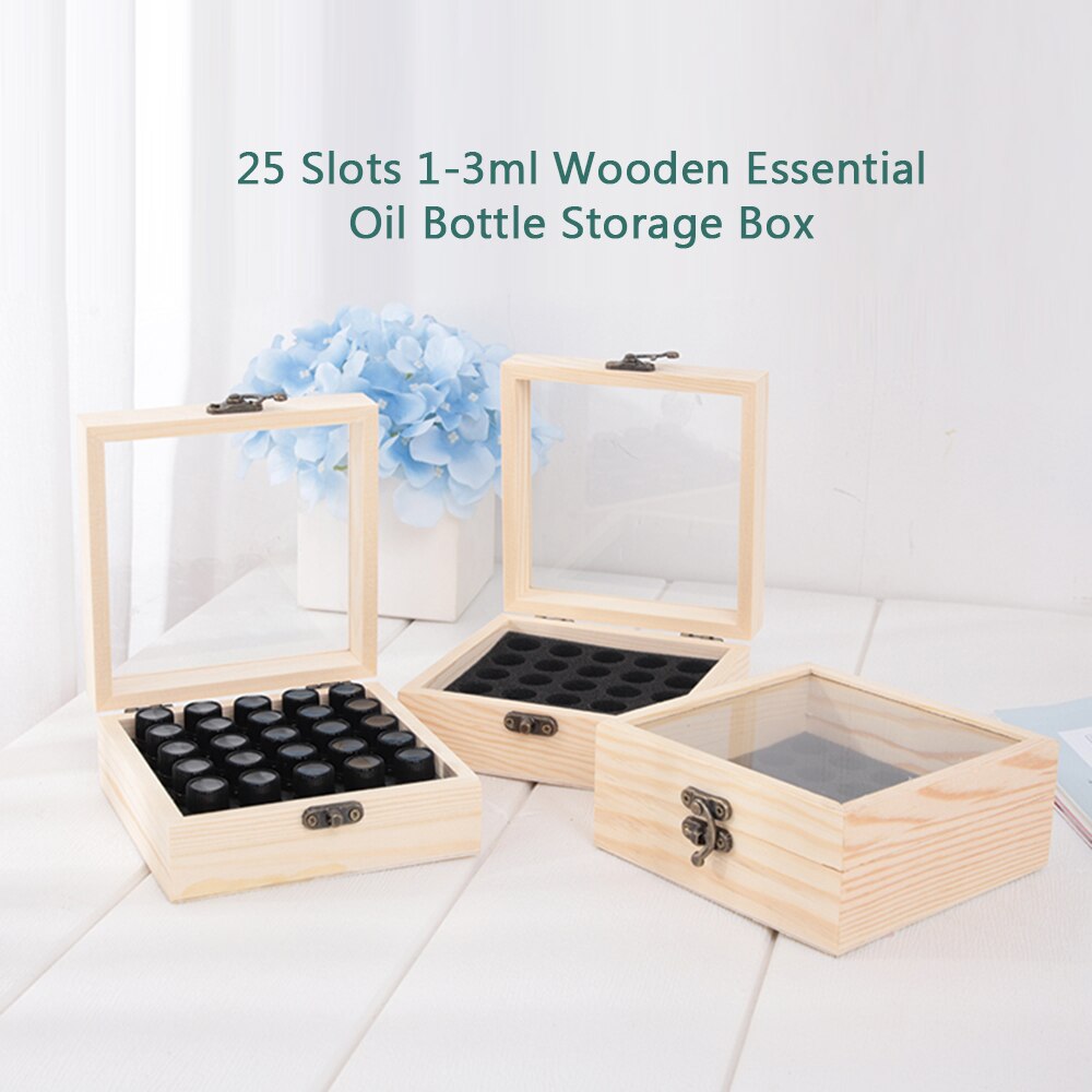 16/25/36/64 slots træ æterisk olie boks arrangør holder 1-3ml flasker æterisk olie bæretaske opbevaring trææske