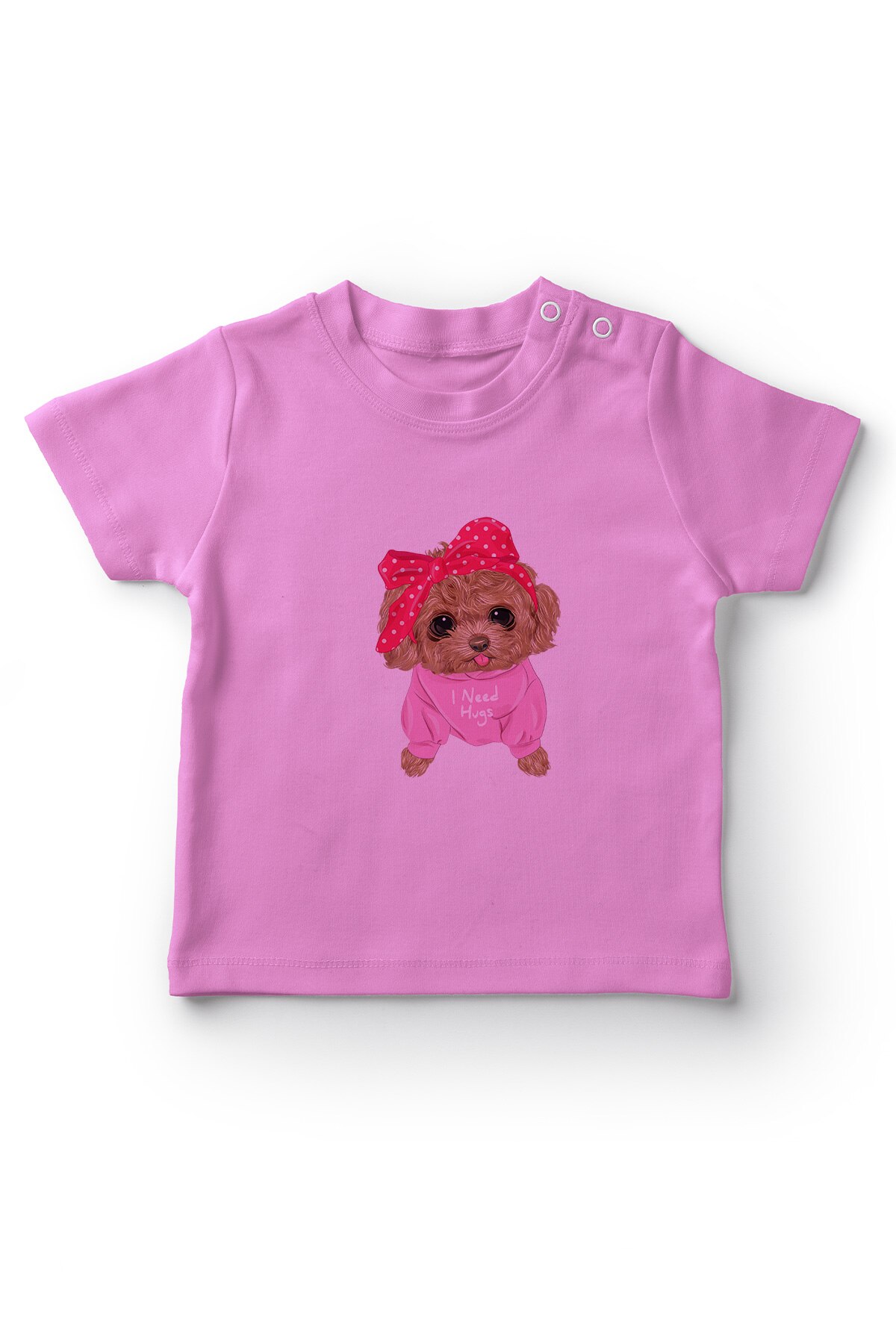 Babymeisje T-shirt - Schattige Hond Print - Roze - Angemiel
