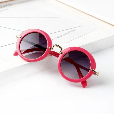 Kids Zonnebril Kinderen Zonnebril Baby Glazen Retro Ronde Frame Metal Aviator Zonnebril Jongens En Meisjes Zonnebril: Rose red