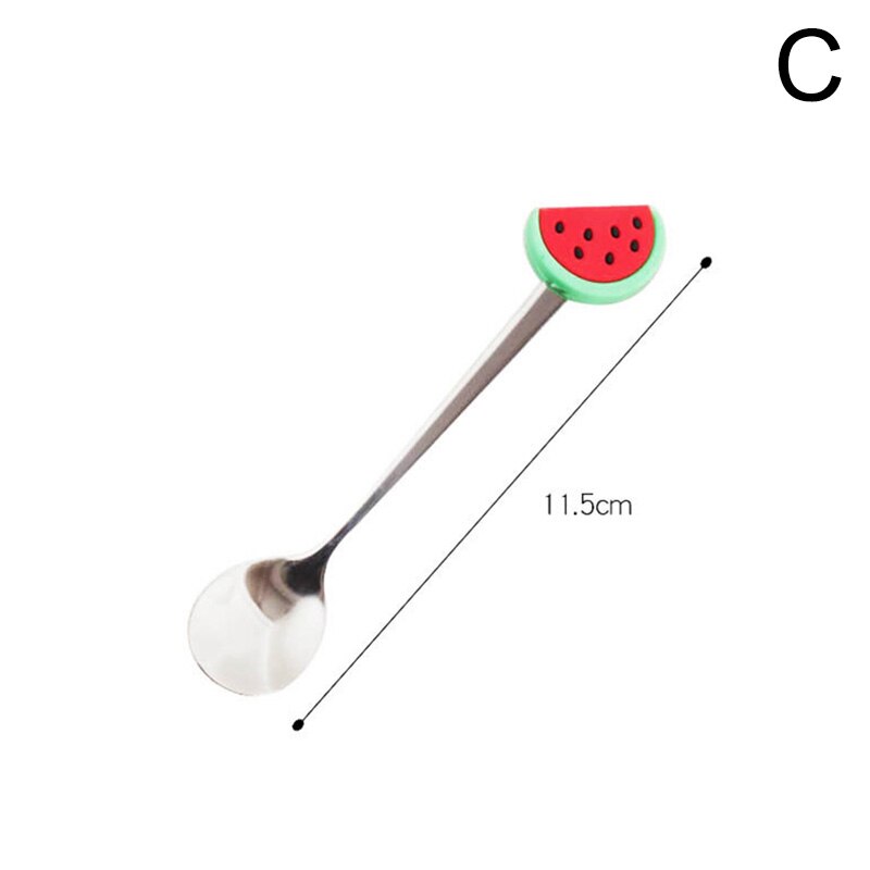 Spoons Fork Stainless Steel Coffee Stirring Spoon Fruit Dessert Fork Fruit Shaped Kitchen Tool Teaspoon Tableware: C
