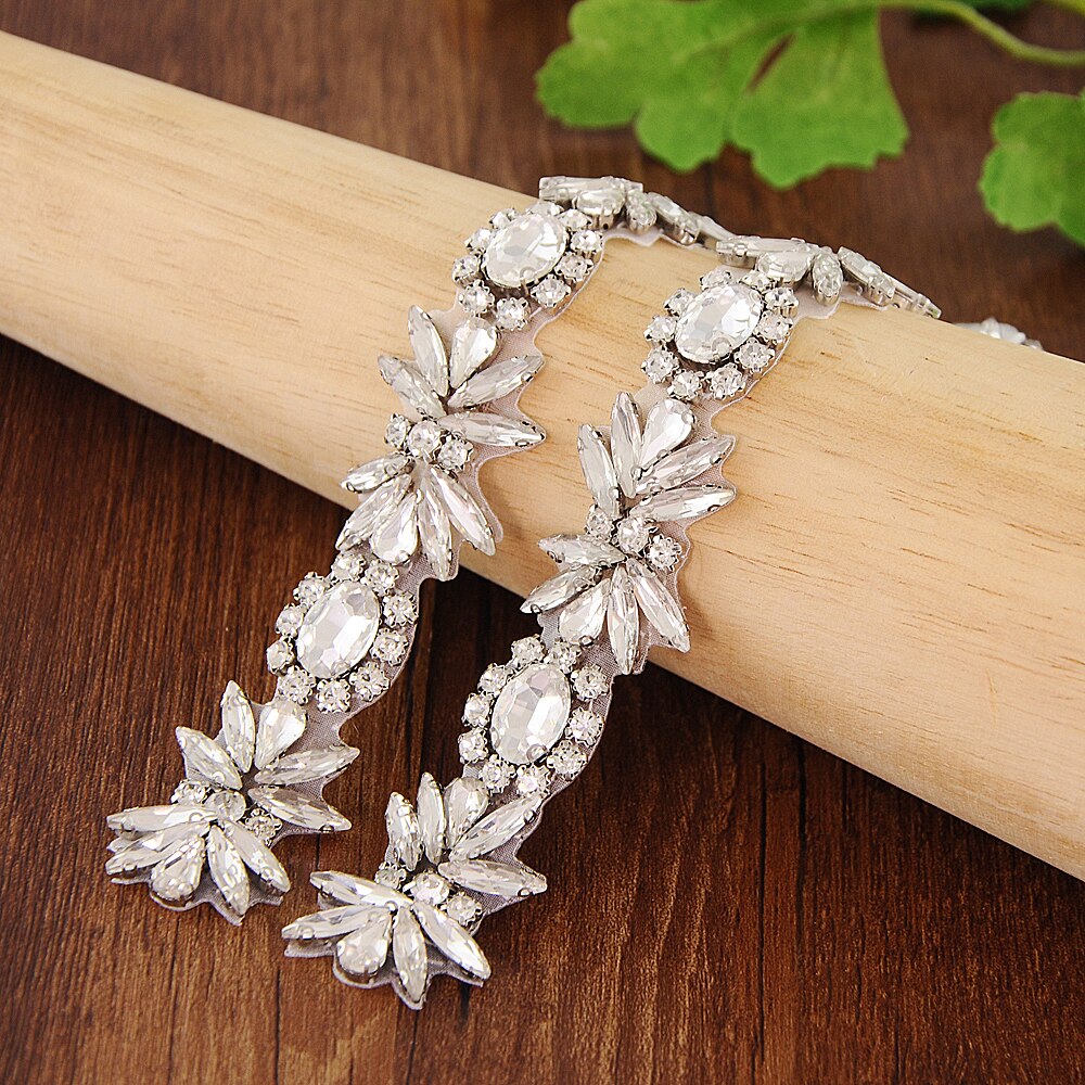 TRiXY S292 Sparkly Rhinestone Belt Wedding Dress Belt Sliver Crystal Bridal Sash Diamond Bridal Belt For Wedding Dress Accessory