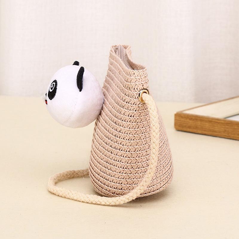 10 Kleuren Kinderen Meisjes Schoudertas Leuke Panda Stro Messenger Bag Kids Sleutels Portemonnee Schattige Prinses Mini Handtas