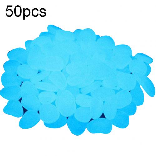 50Pcs Glow in Dark Garden Pebble Stones Rocks for Walkway Garden Path Patio Lawn Fish Tank Decorative Pebbles Luminous Stones: Light Blue