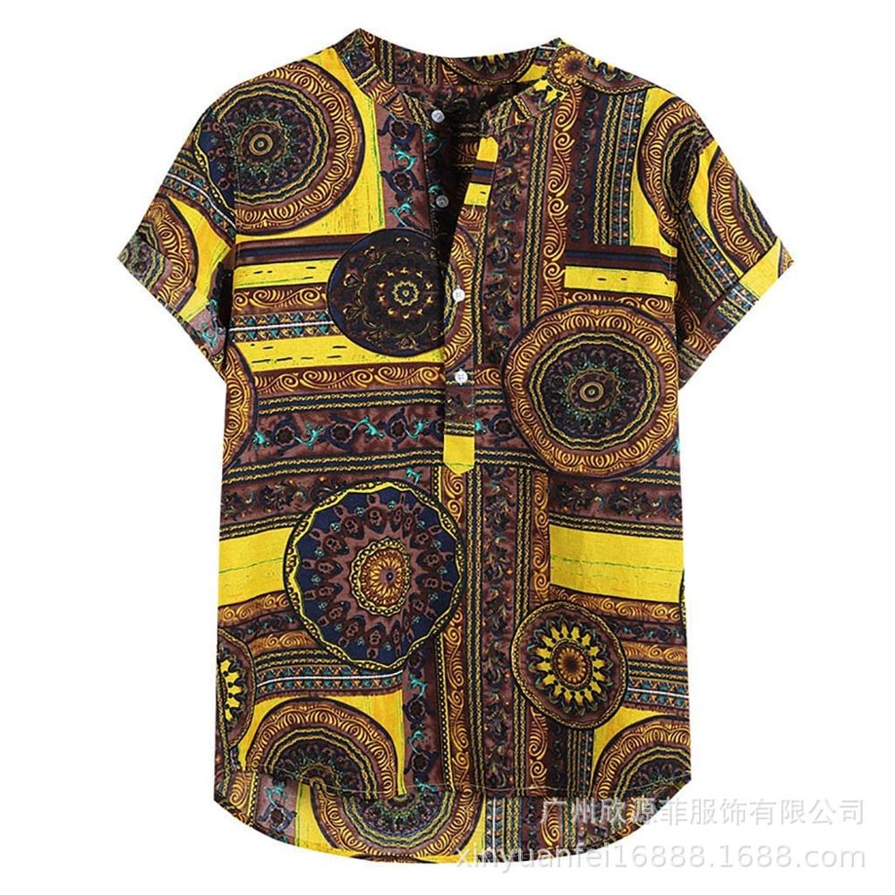 Men's Hawaiian Shirt Summer Beach Sleeve Top Male Casual camisa masculina Printed Loose Beach Shirts Plus Size 3XL