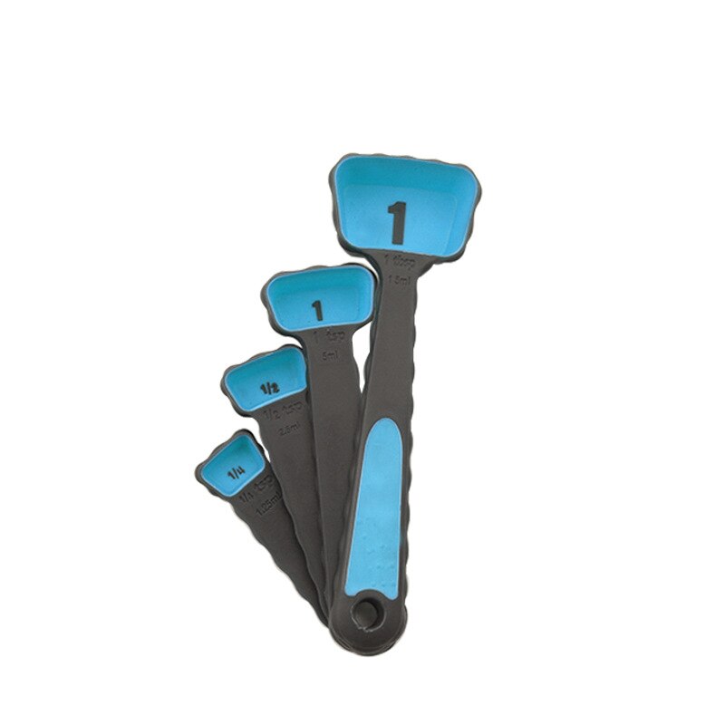 Silicone Measuring Spoons 4/8 Pcs Measuring Cup Sets Kitchen Cooking Tools Baking Accessories Kits: 4pcs blue (opp bag)