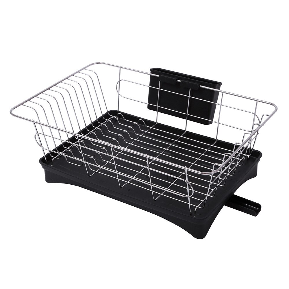 Kitchen Storage Shelf Drain Rack Drainer Dish Dripping Rack Tableware Storage Rack: Black