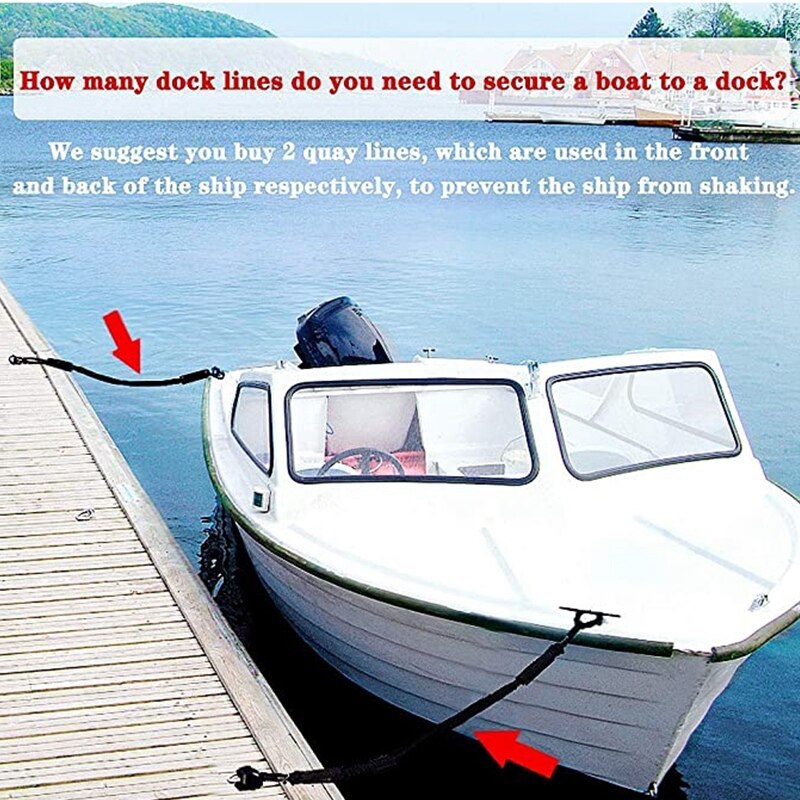 4 stuks bungee-aanleglijnen, perfect voor boten, waterscooters, jetski's, pontons, kajaks, kano's en motorboten (zwart)