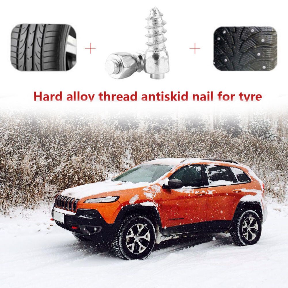 Auto Car SUV ATV 100 Pcs Stud Screw 12mm Anti-Slip Screw Stud Wheel Tyre Snow Tire Spikes Trim and Installation Tool