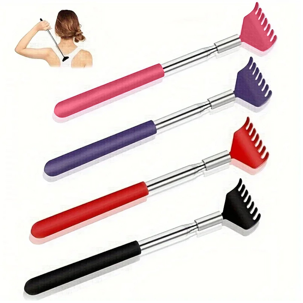 Gratte-dos télescopique Portable extensible en acier inoxydable, outil de grattage du dos télescopique, outil de Massage,: Rouge