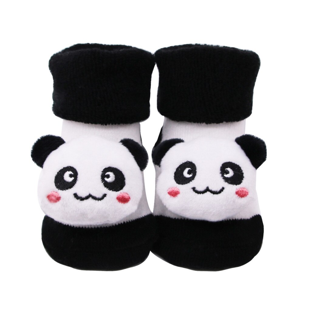 Anti-slip Socks Cartoon Bell Socks Baby Kids Winter Warm Color Sock Baby Infant 3d Cartoon Socks Newborn Cotton Boys Girls: Black / S