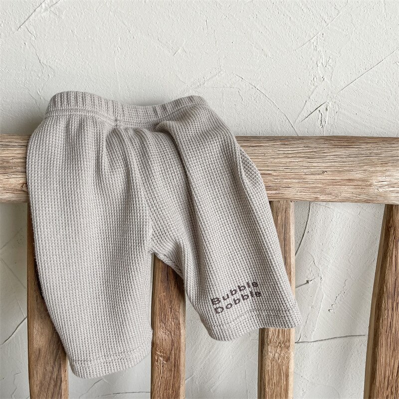 Pantaloncini elastici con stampa lettere per neonate estive 1-6 anni pantaloncini skinny morbidi per bambini: Coffee / 5T