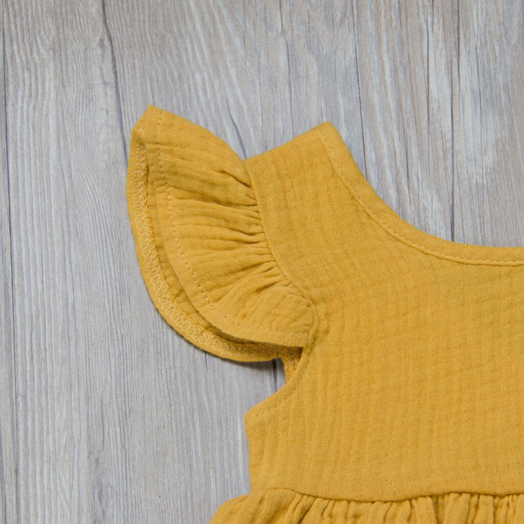 Summer Baby Girls dress Fly Sleeve Solid Kids Dresses For Girls clothes Flying sleeve Princess Dresses Vestidos Robe Fille