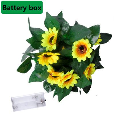 2m 20 ledet solsikke vinstrenglys usb/batteri strøm fe lys grønt blad krans bryllup valentinsdag juledekor: B