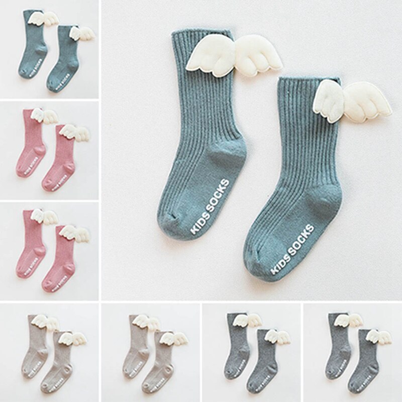 Automne hiver enfants enfant en bas âge filles ange ailes chaussettes pour enfant filles garçons doux anti-dérapant coton chaussettes bébé chaussettes de noël