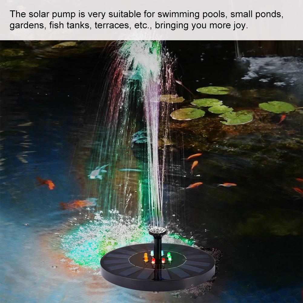 Solar Fountain Pump With Led Light Pool Pond Floating Water Fountain Garden Bird Bath Landscape Decor Fountain 10v