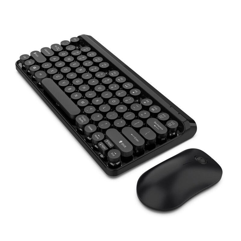 L100 2.4G Draadloze Stille Toetsenbord Ergonomische Muis Ronde Keycap Toetsenbord Gaming Muis Voor Laptop Tablet Computer Toetsenbord Muis: Black