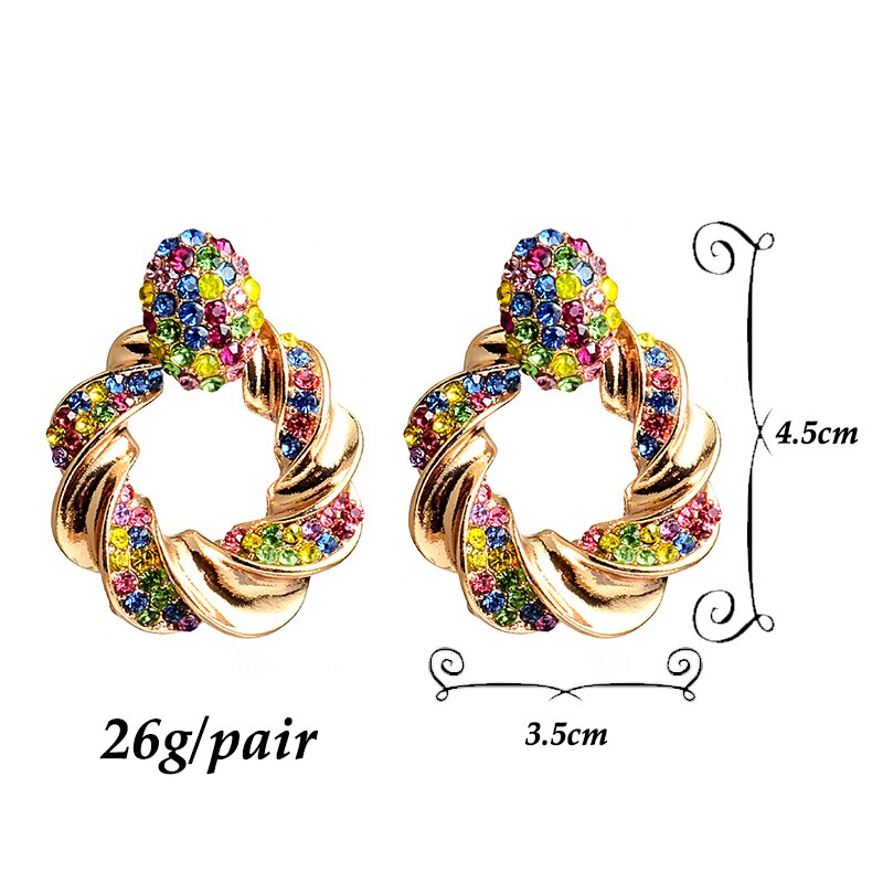 Stil guld metall strass örhängen höga kristaller smycken tillbehör för kvinnor