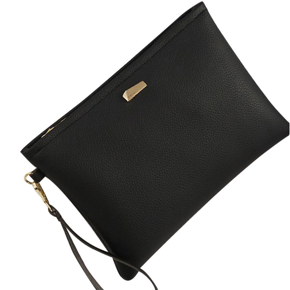 Solid Handtas Vrouwen Clutch Bag Pu Leer Vrouwen Envelop Tas Rits Avondtassen Vrouwelijke Koppelingen Handtassen # Yj: Black