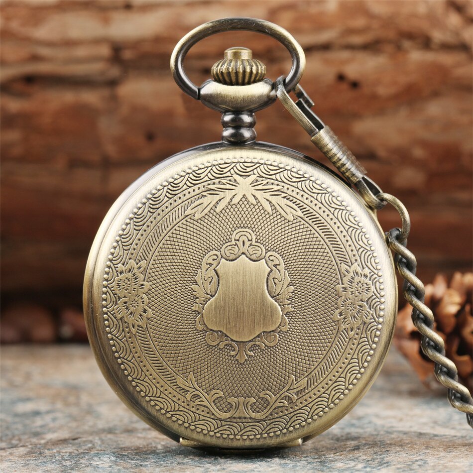 Exquisite Vintage Pattern Quartz Pocket Watch Gold/Silver/Bronze Full Hunter Pendant Pocket Clock Roman Numerals Round Dial