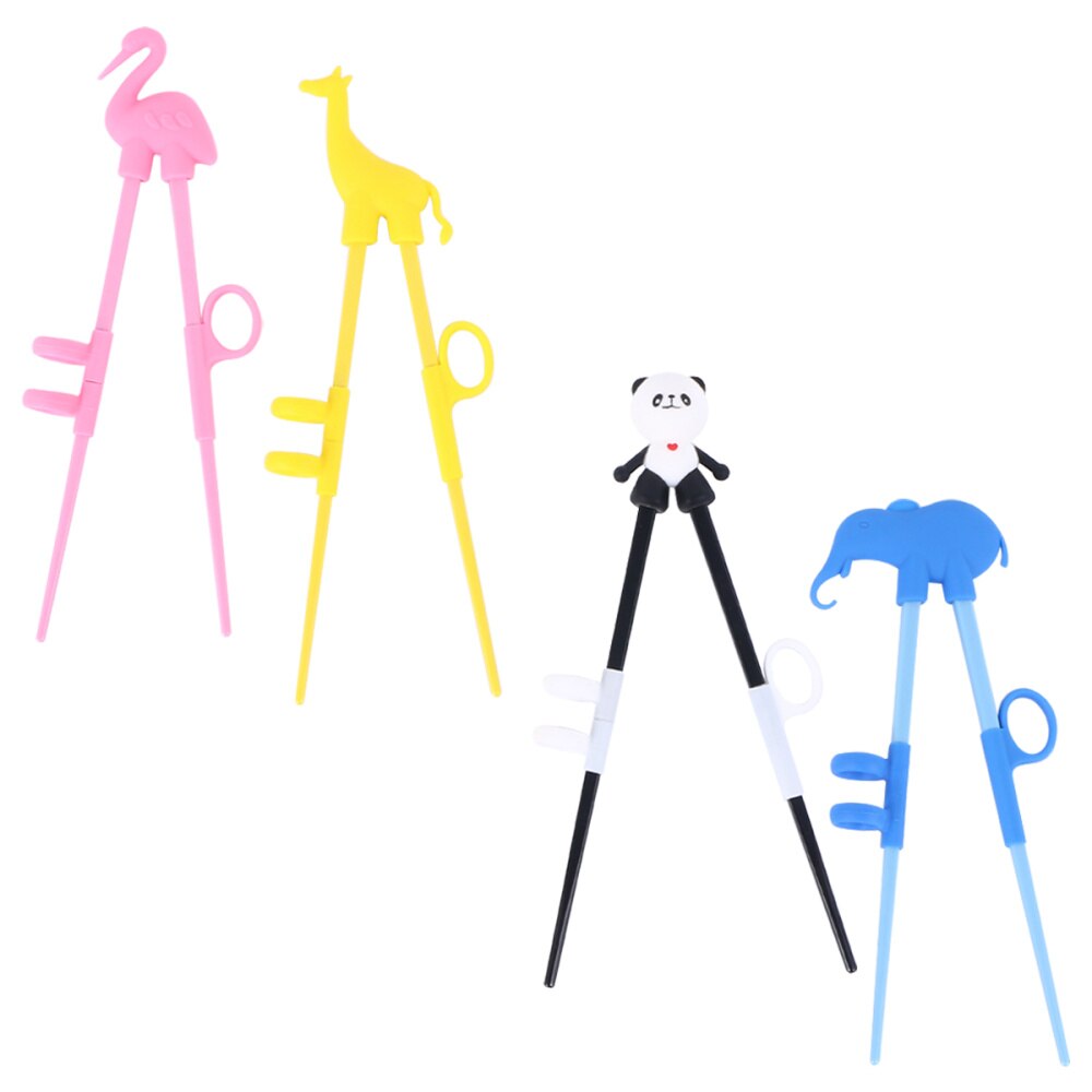 4 Pairs Animal Shape Training Chopsticks Cute Cartoon Learning Chopstick Kids Training Eatting Assistence Tool for Children