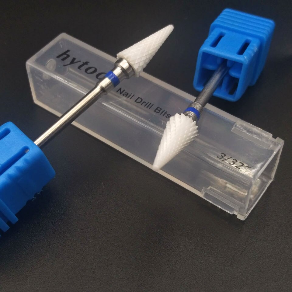 Broca de clavo de cerámica HYTOOS, brocas giratorias de 3/32 "para herramientas de manicura y pedicura, accesorios de taladro