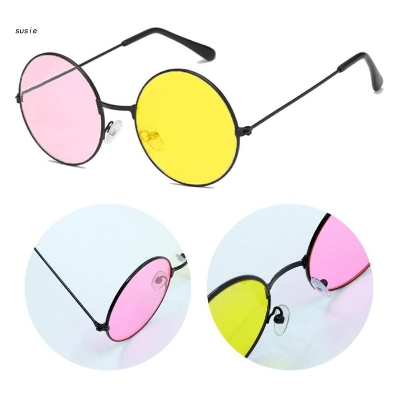 Gafas de sol con montura redonda Vintage, lentes de colores mezclados, herramienta para tomar fotos, Cosplay