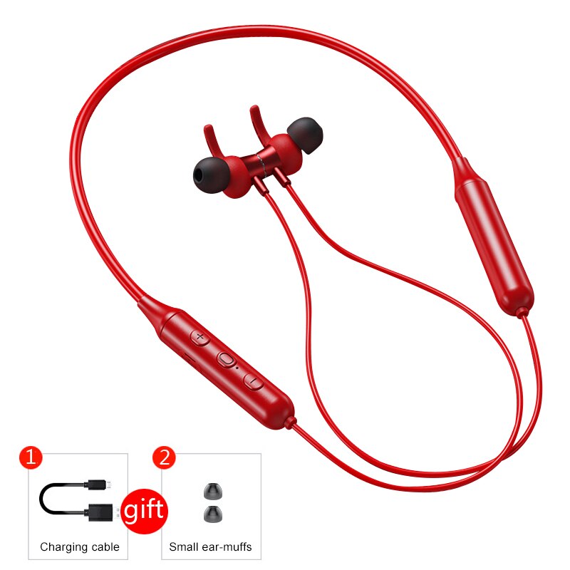 TWS Magnetic Wireless Bluetooth 5.0 Earphones Flexible Neckband Stereo Headsets Waterproof Earbuds With Mic Bluetooth Earpiece: DD9-Red