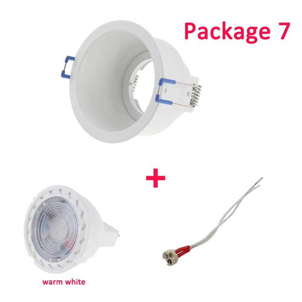 Geen Verstelbare Plafond Lamp Houder Bases Halogeen Licht Beugel Cup Aluminium Led Downlight GU10 MR16 Spot Light Bulb Lamp Houders: package 7